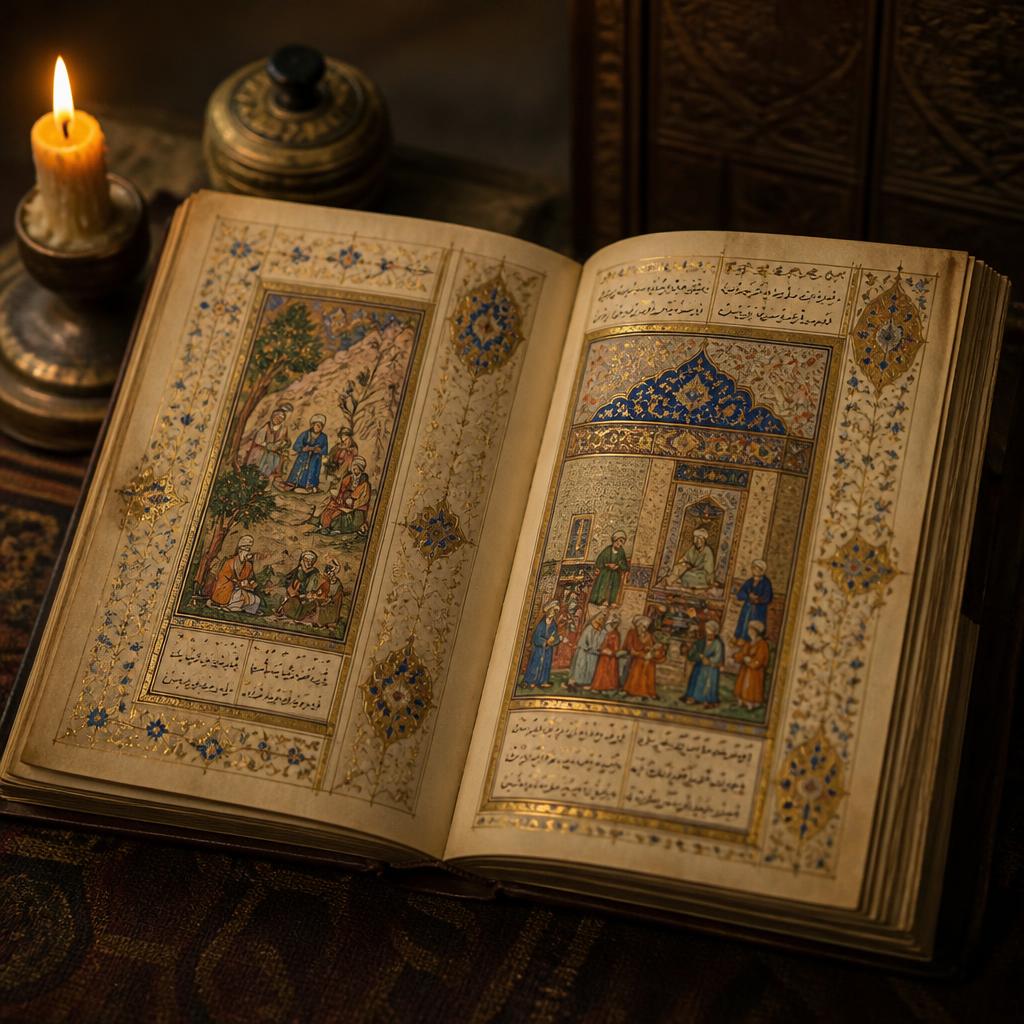 Illuminated Persian manuscript representing Judeo-Persian literary culture